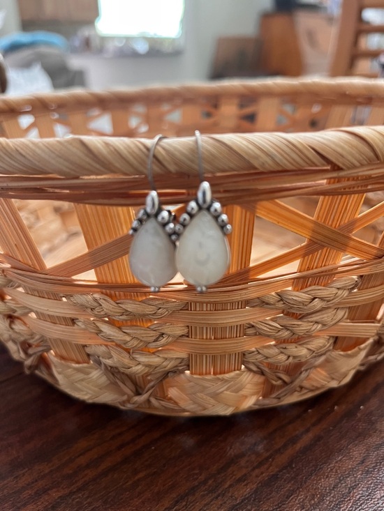 Brighton Jewelry - Brighton Silver and White Teardrop Floral Earrings